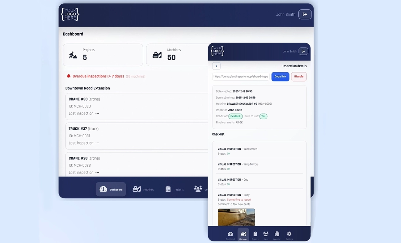 Raport z inspekcji z dokumentacją zdjęciową w Plant Inspector